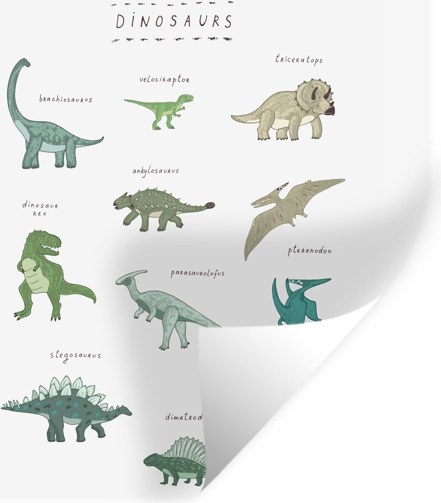 MuchoWow Wandtattoo Wandsticker Wandaufkleber Kinderzimmer - Dinosaurier - Weiß - Jungen - Mädchen - Kinder 80x80 cm Selbstklebend und Repositi...