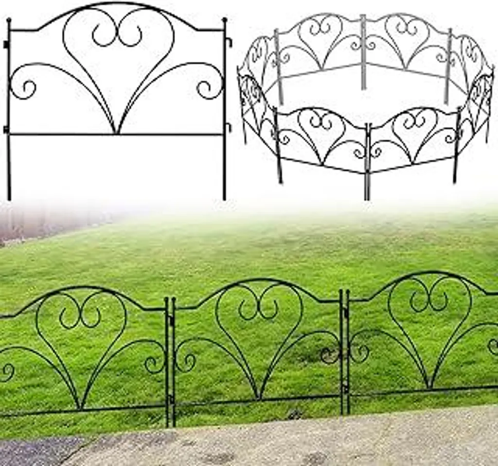Recinzione decorativa da giardino 45 cm H x 50 cm L (5 pannelli, lunghezza totale 2,5 m) No Dig Fence Recinzione metallica inossidabile per cortile, terrazza, prato, aiuola