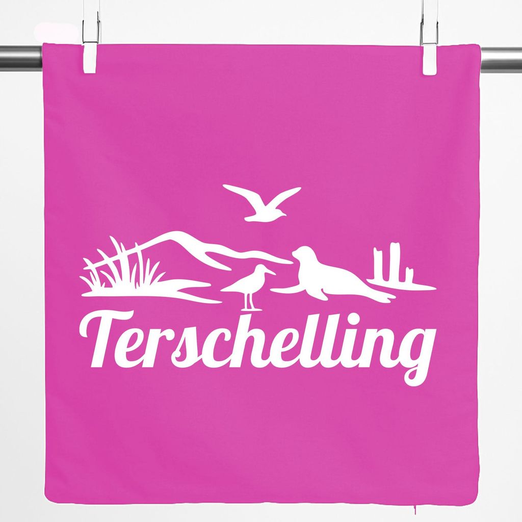 Huuraa Kissenbezug Terschelling Niederlande 40x40cm Fuchsia Baumwolle Dekokissenbezug Geschenkidee