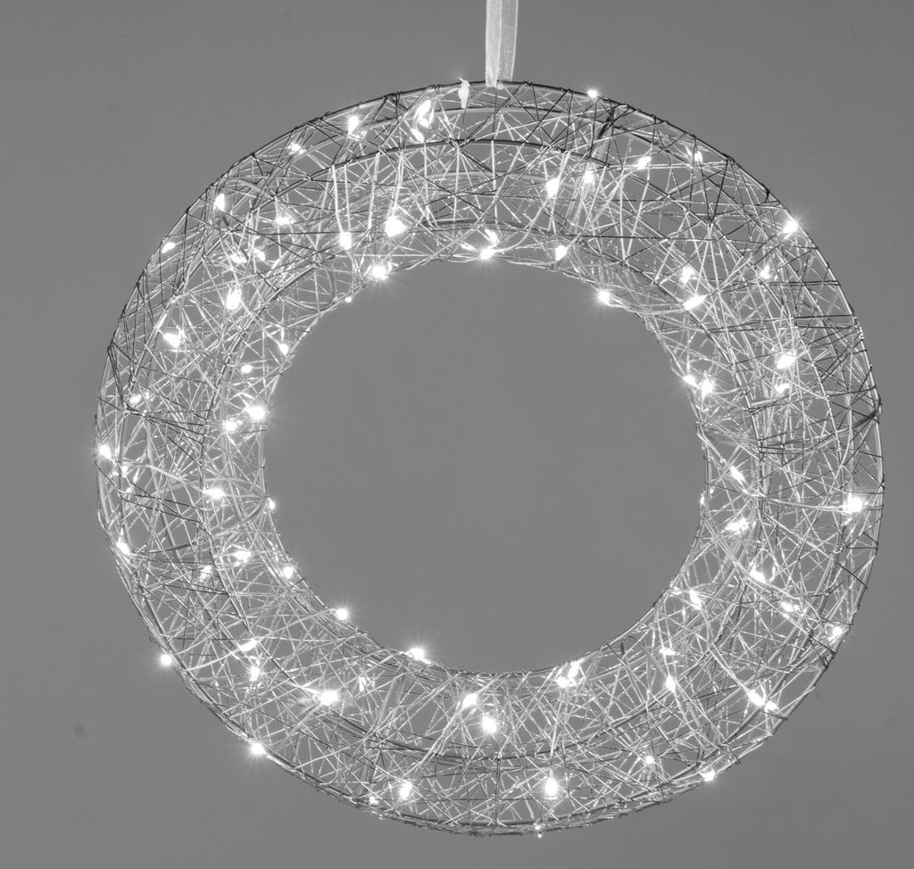 Lichterkranz mit warmweißer LED-Beleuchtung – Ø30 cm – Schwarz