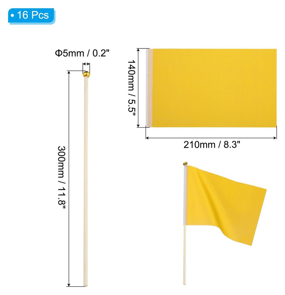 16Stk Gelb Flagge Spiel Einfarbig Gelb Fahnen Klein Mini Fahnen Stecken Party Dekoration fš¹r Spiel Geburtstag Karneval