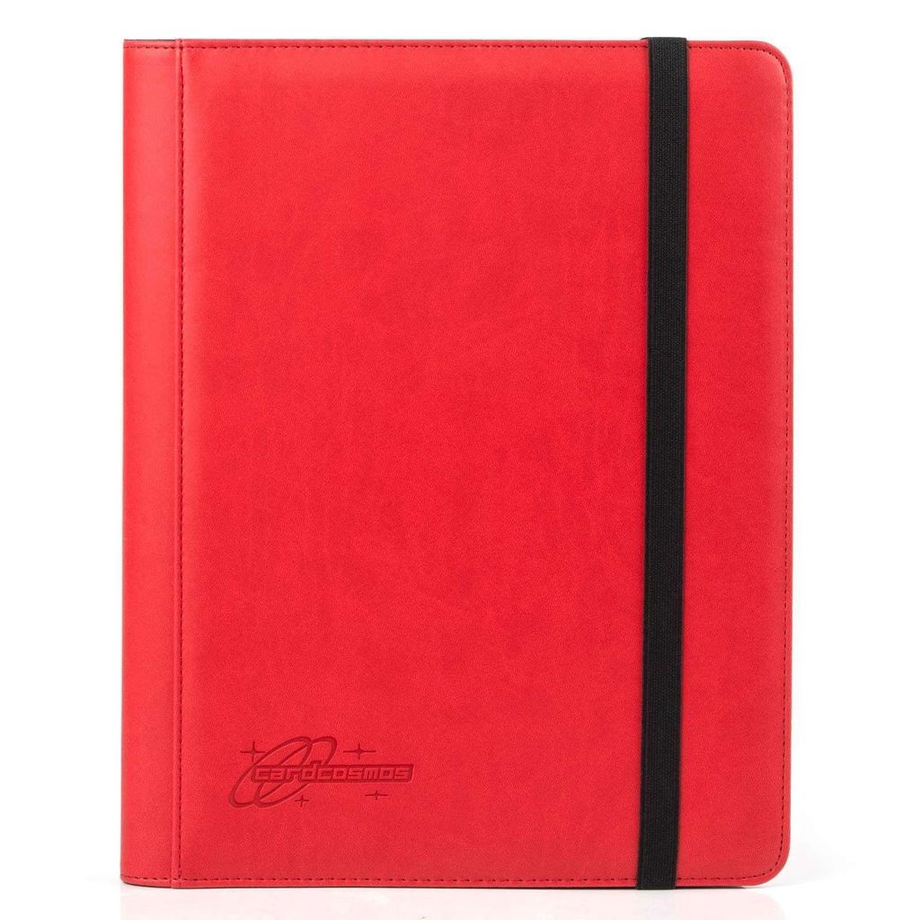 cardcosmos - 9 Pocket Premium Strap Kunstleder Binder / Sammelordner / Sammelalbum - Rot