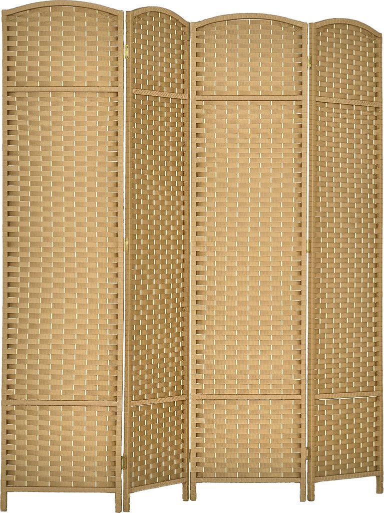 HOMCOM Paravento a 4 ante 160 x 170 cm, divisorio in legno Immagine del prodotto 