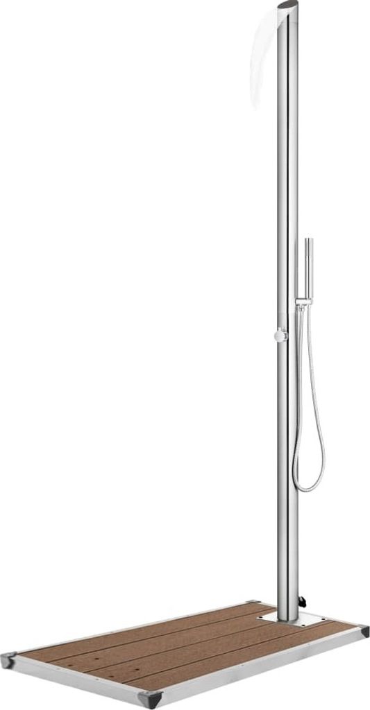 Gartendusche mit Brauner Bodenplatte 225 cm Edelstahl