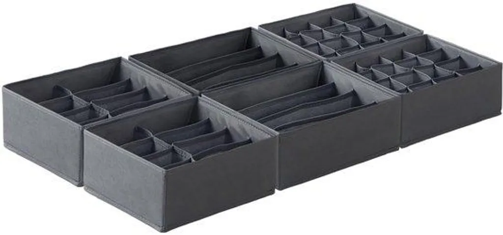 Gagnez de la place : lot de 6 boîtes de rangement grises pour chambre enfant