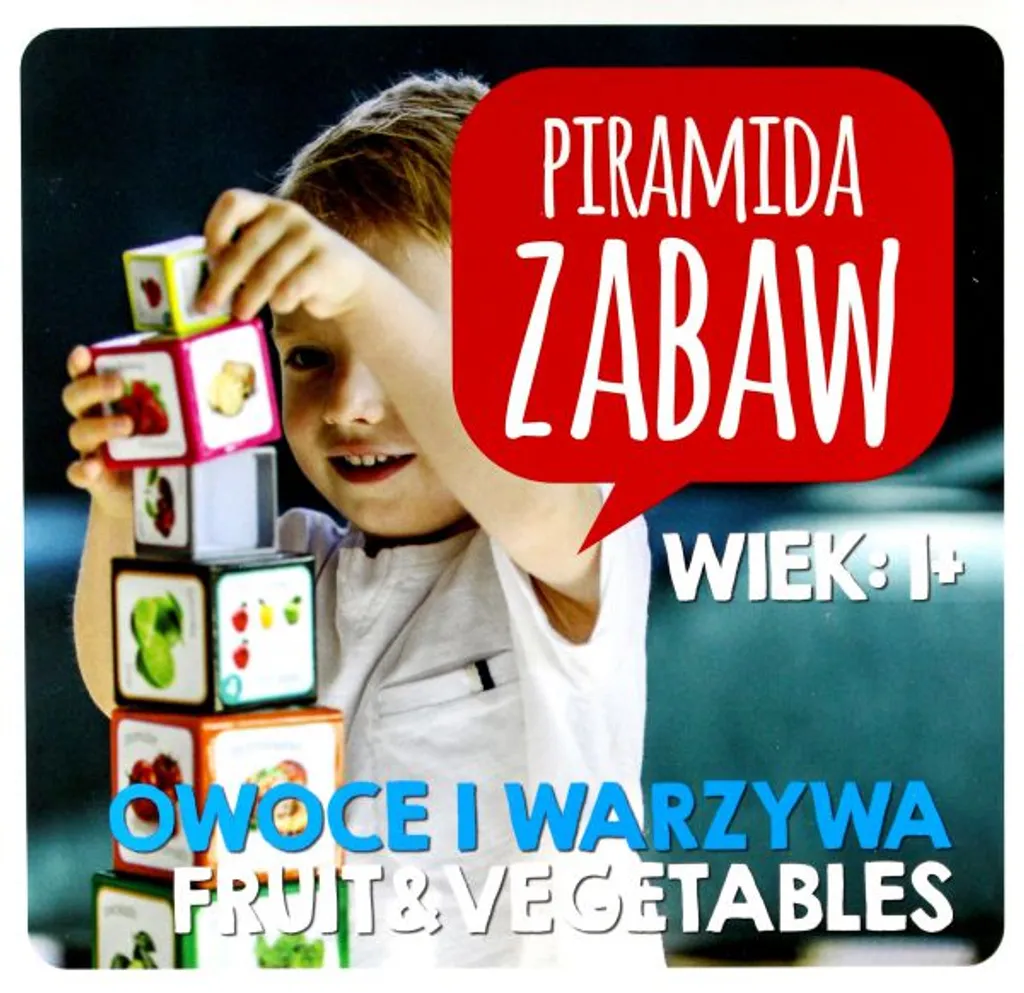 Pyramide des jeux fruits et légumes en bois naturel avec 7 pièces