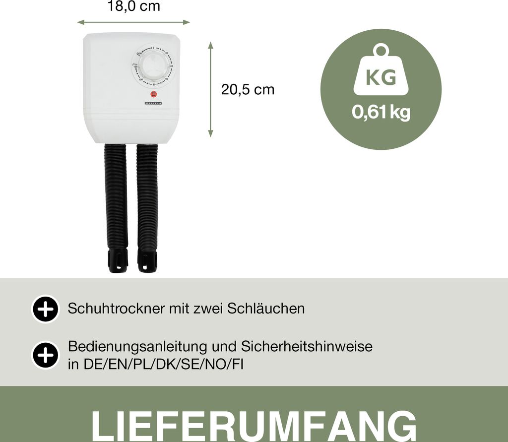 Melissa 16540009 - Schuhtrockner mit zwei Schläuchen, 250W Produktbild 8