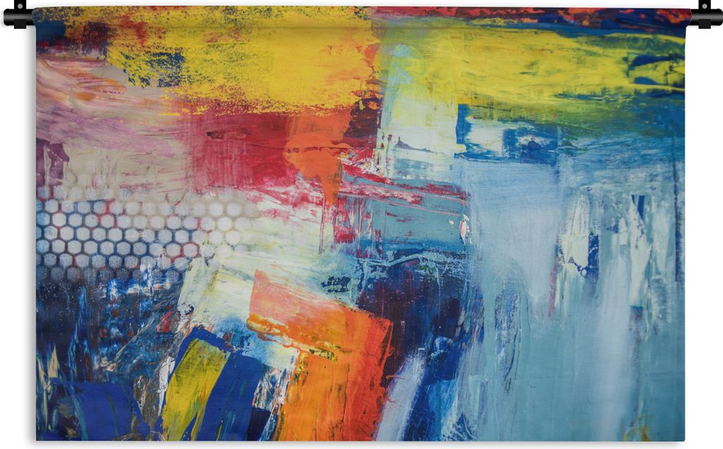 MuchoWow Wandteppich Wandbehang Primäre Pinselstriche auf einem Gemälde 60x40 cm Tapisserie Dekoration Wandtuch - Wanddekorationen