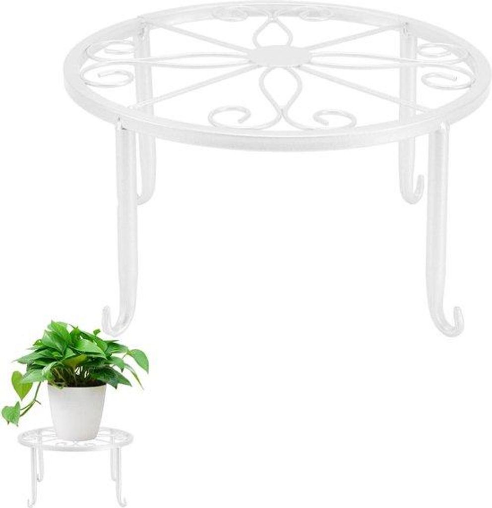 Einfache, weiße, metallene Pflanzstandarte für Boden - Ideal für Balkon und Wohnzimmer - Blumenschacht (S-weiß)