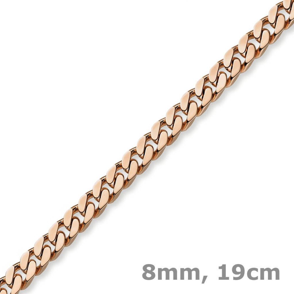 8mm Armband Armkette Panzerarmband aus 585 Gold Rotgold 19cm Herren