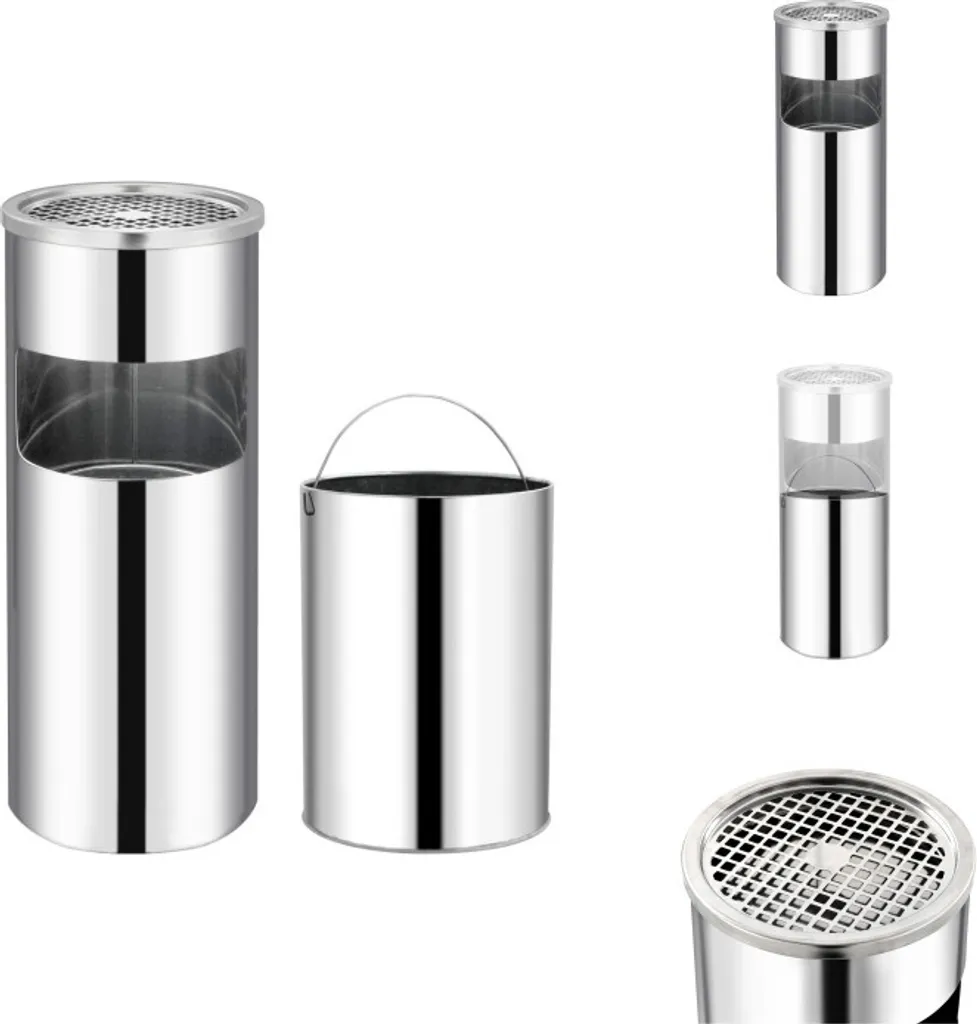 Poubelle avec Cendrier pour Hall d'Entrée et Restaurant 30 L en Inox
