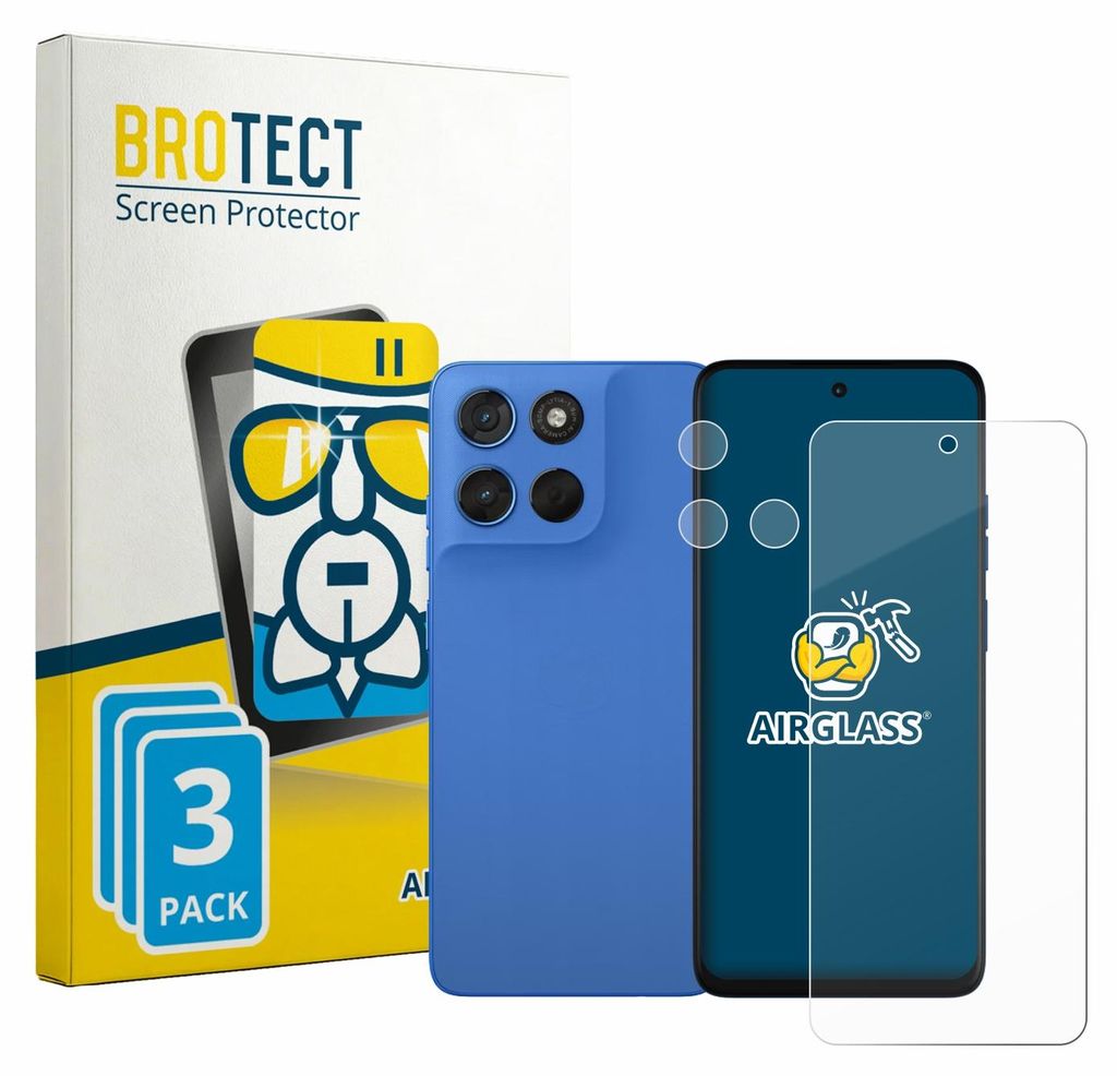 3x BROTECT Schutzglas für Motorola Moto G57 (Display+Kamera) Schutzfolie Panzer Folie Glas Display Schutz klar