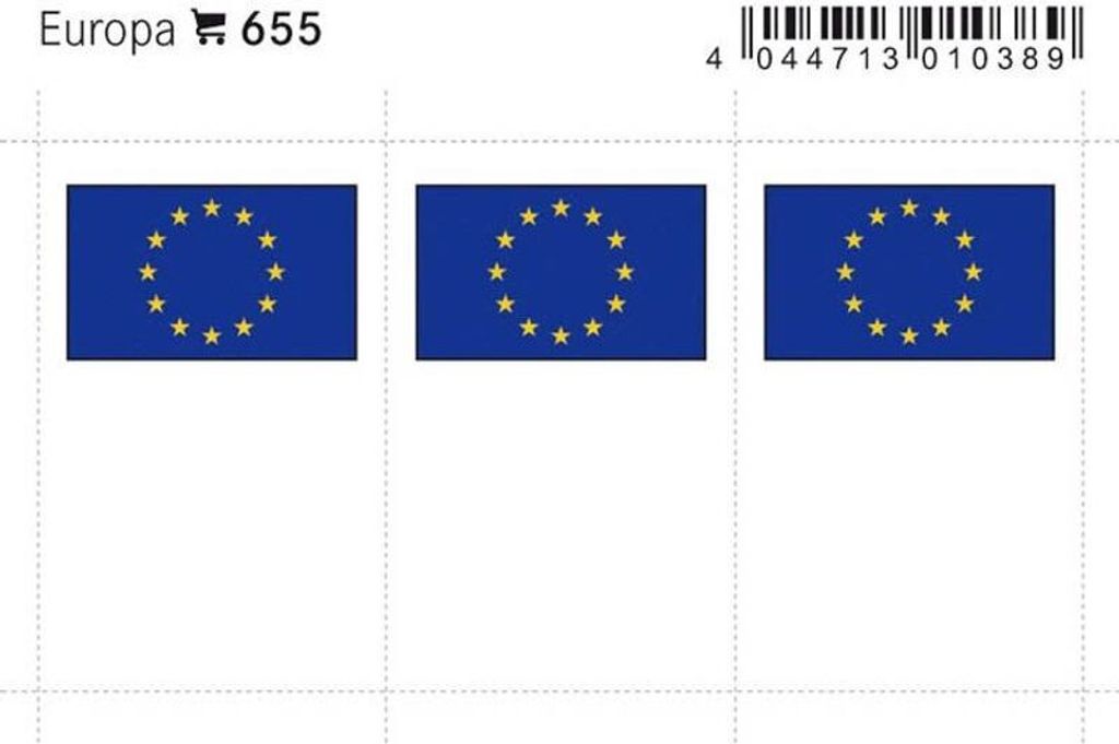 Lindner 655 Flaggen-Sticker: Europa, 24 x 38 mm, 6er-Packung