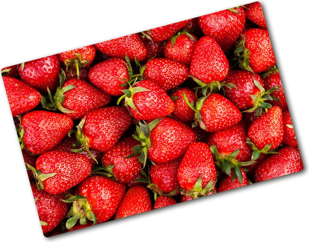 Tulup Glas Herdabdeckplatte - 80x52 cm - Glaskeramikkochfeld-Abdeckung Spritzschutz Glasabdeckplatte - Einteilig - Essen & Getränke - Erdbeeren - Rot
