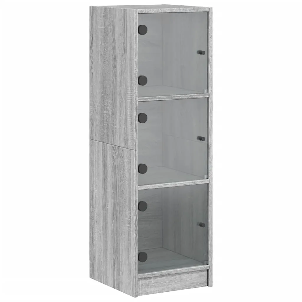 SYFAX Mobiletto Grigio Sonoma con Vetrine 35x37x109 cm Salvaspazio