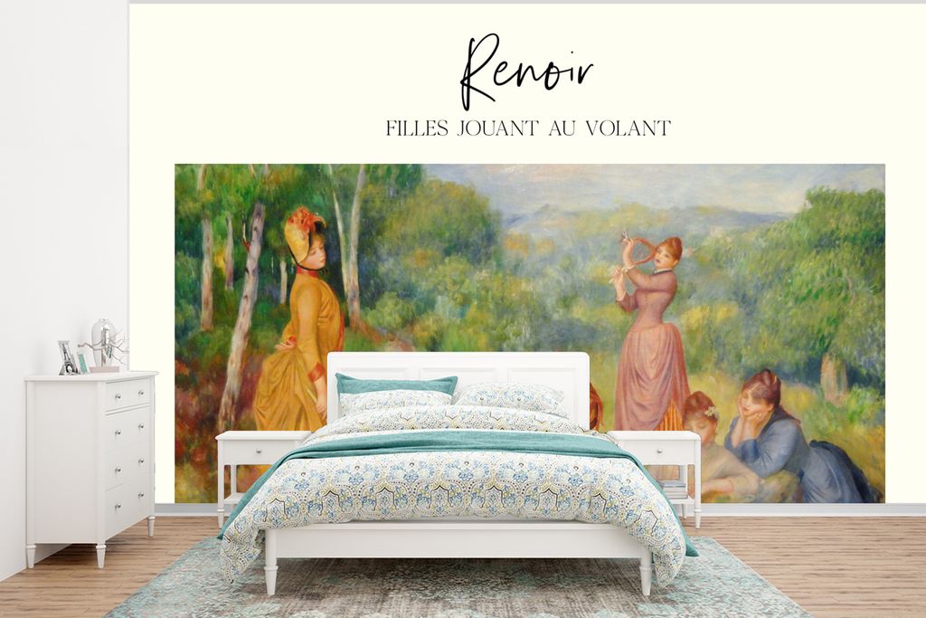 MuchoWow Fototapete für Wohnzimmer oder Schlafzimmer Wandtapete Vinyl Motivtapete Filles Jouant au volant - Renoir - Gemälde - 400x300 cm - Pap...