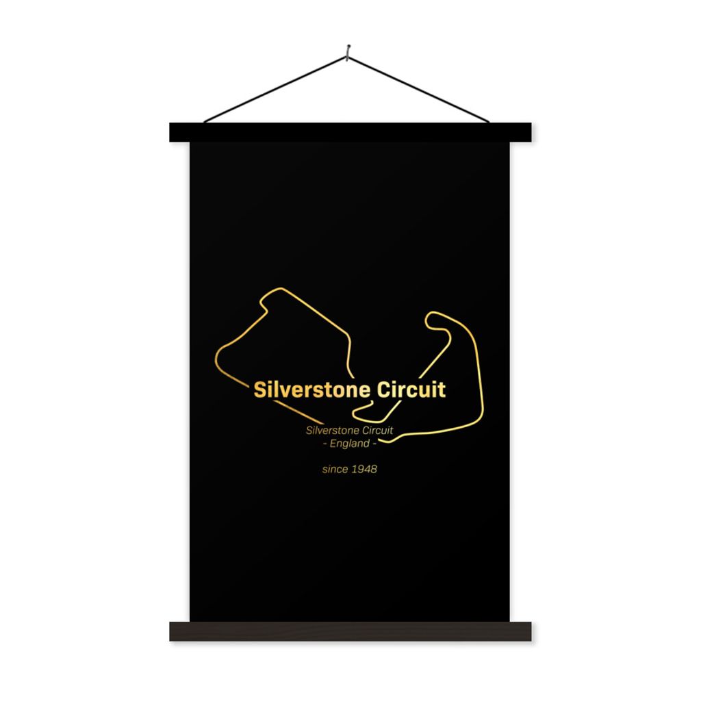 MuchoWow Textilposter England - Formel 1 - Rennstrecke 40x60 cm mit schwarzem Rahmen - Wanddekorationen
