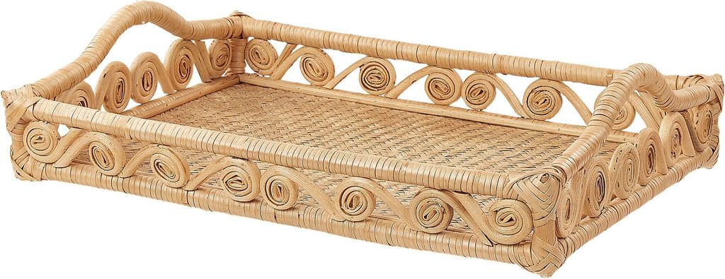 BELIANI Dekotablett Natur aus Rattan 51 x 39 cm Rechteckig Deko Wohnaccessoires Tischdeko Boho Modern für Esszimmer Esstisch Wohnzimmer