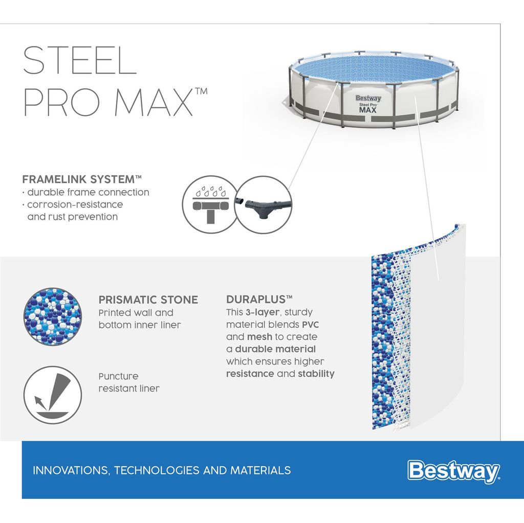 Steel Pro Max™ Frame Pool Komplett-Set, rund, mit Produktbild 5