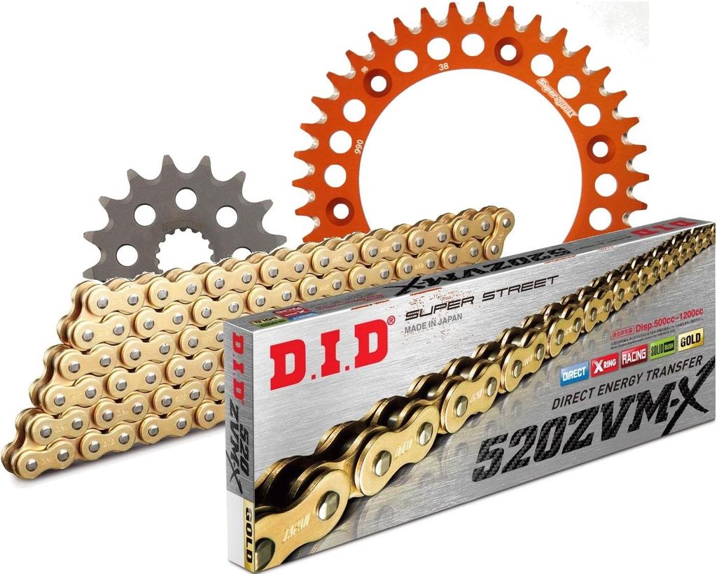 DID Kit Alu (orange) Kompatibel mit KTM Supermoto Competition 660 ... 16-38-108 DID520ZVM-X(G&G) Endlos