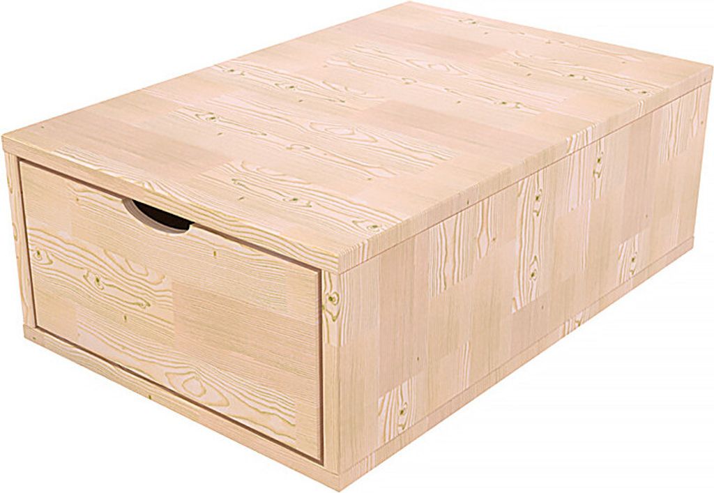 Aufbewahrungswürfel Holz 75x50 cm + Schublade - Naturlack Produktbild 