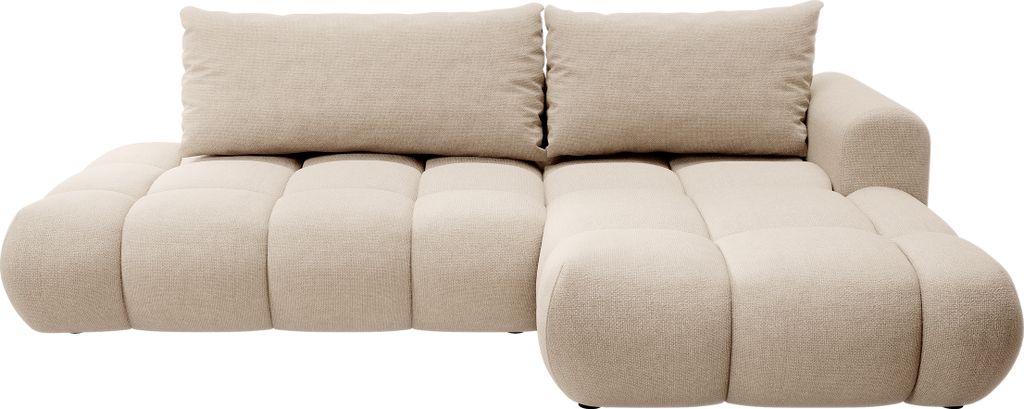 Selsey Ombo - Ecksofa mit Schlaffunktion, Chenille-Bezug in Beige, rechtsseitig