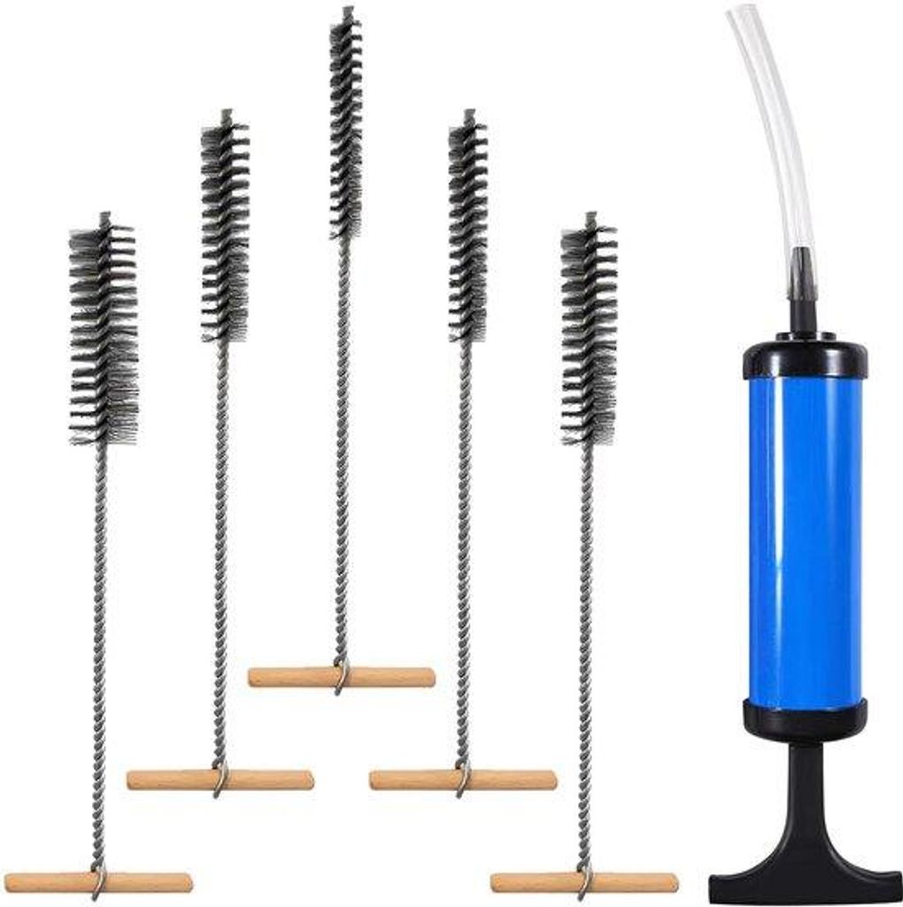 Rostfreie-Metall-Bürstenset aus fünf Teilen für eine effiziente Entfernung von Bohranbrüchen und Rost im Rohr.