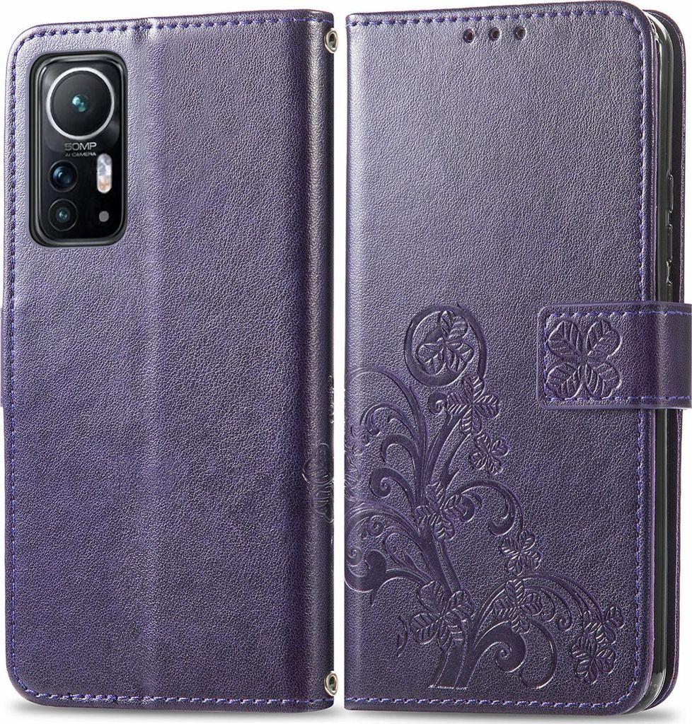 Mobigear Clover Xiaomi 12 Hülle Klapphülle Geldbörse - Lila