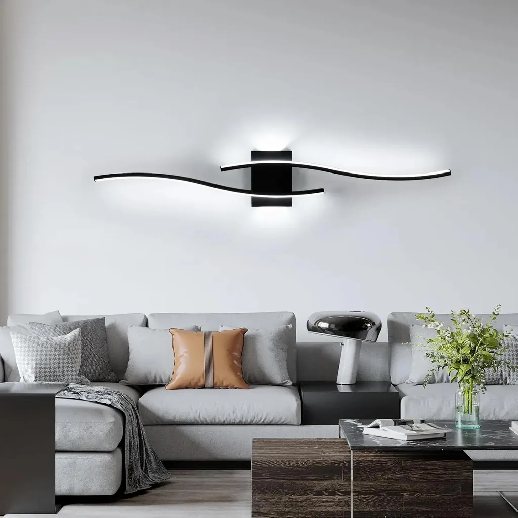 Applique murale LED 27W en aluminium et acrylique noir blanc froid