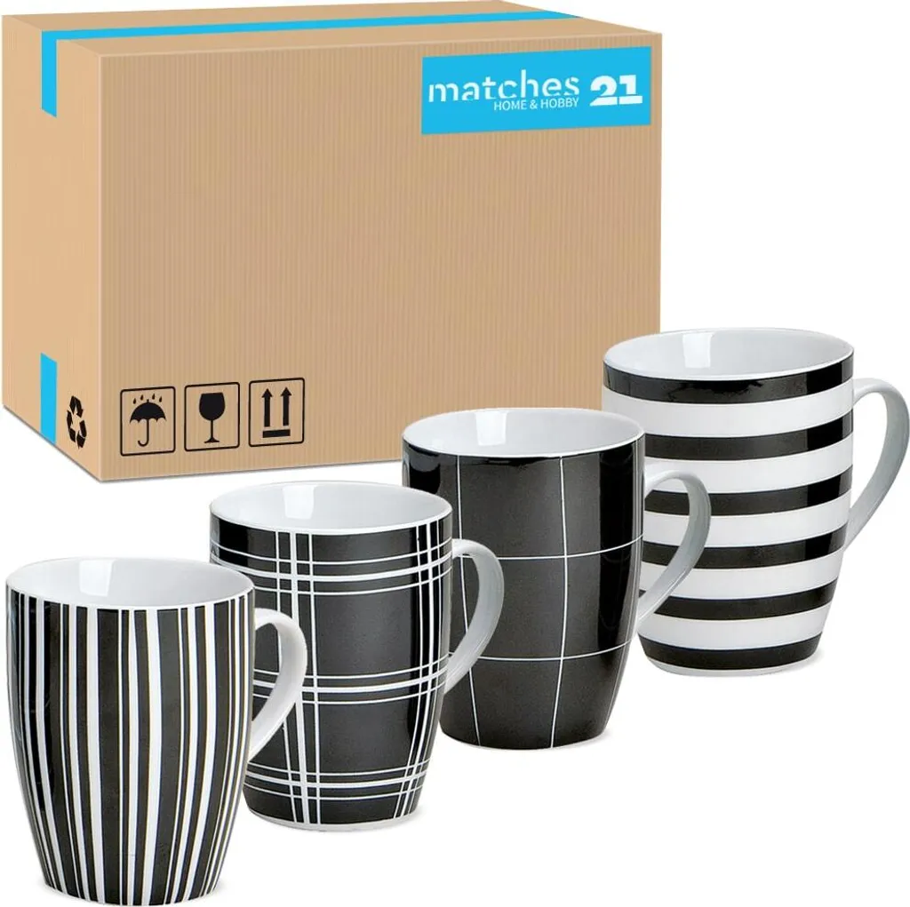 Stock 36 Tazze Caffè Righe e Scacchi - Prezzo Outlet Porcellana