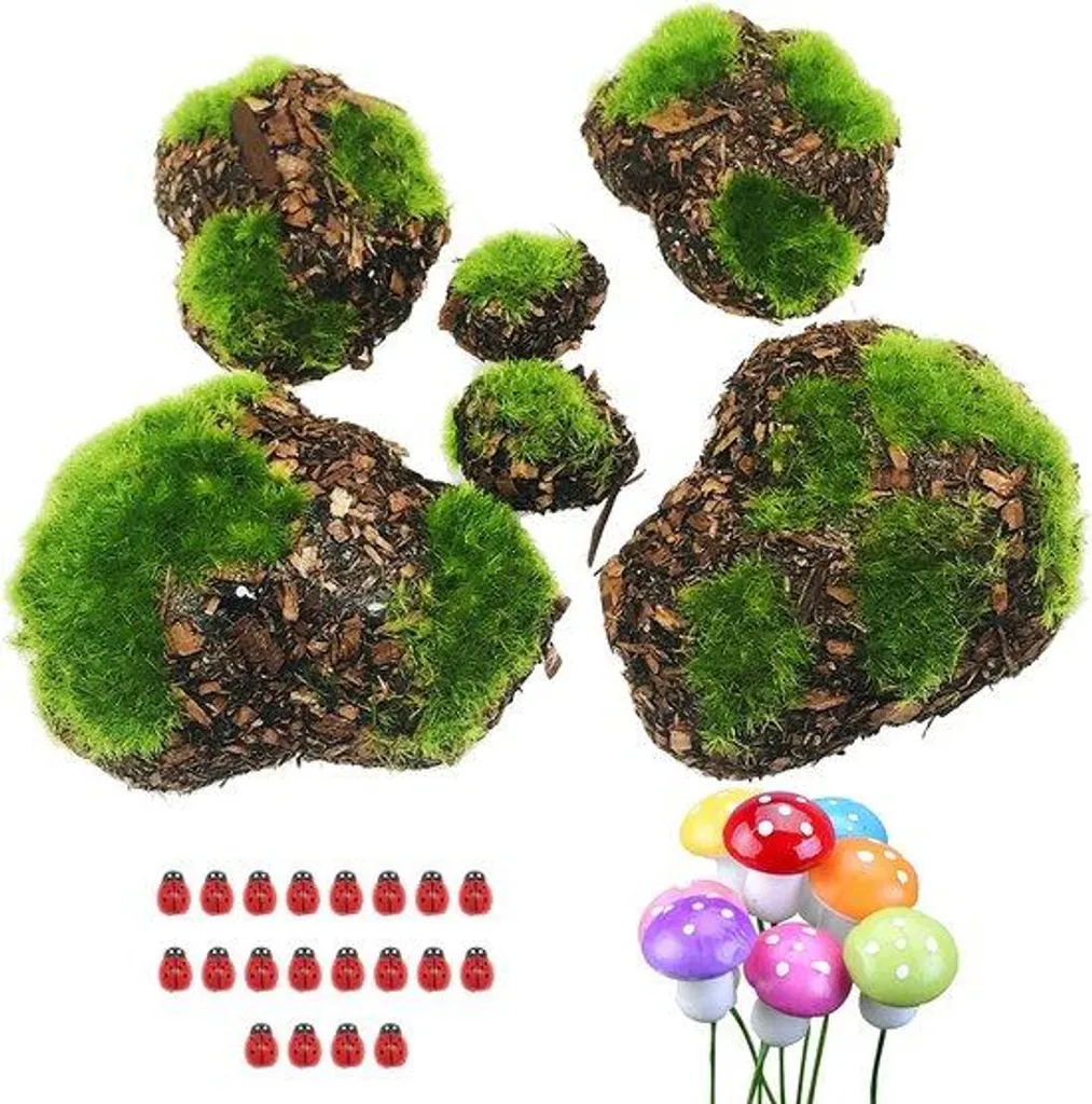 Mousse artificielle décorative en pierre et boule pour jardin miniature DIY