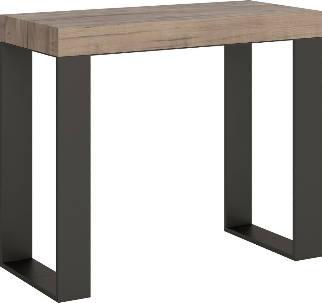 Ausziehbare Konsole 90x40/300 cm Gestell Tecno Premium Natureiche Anthrazit