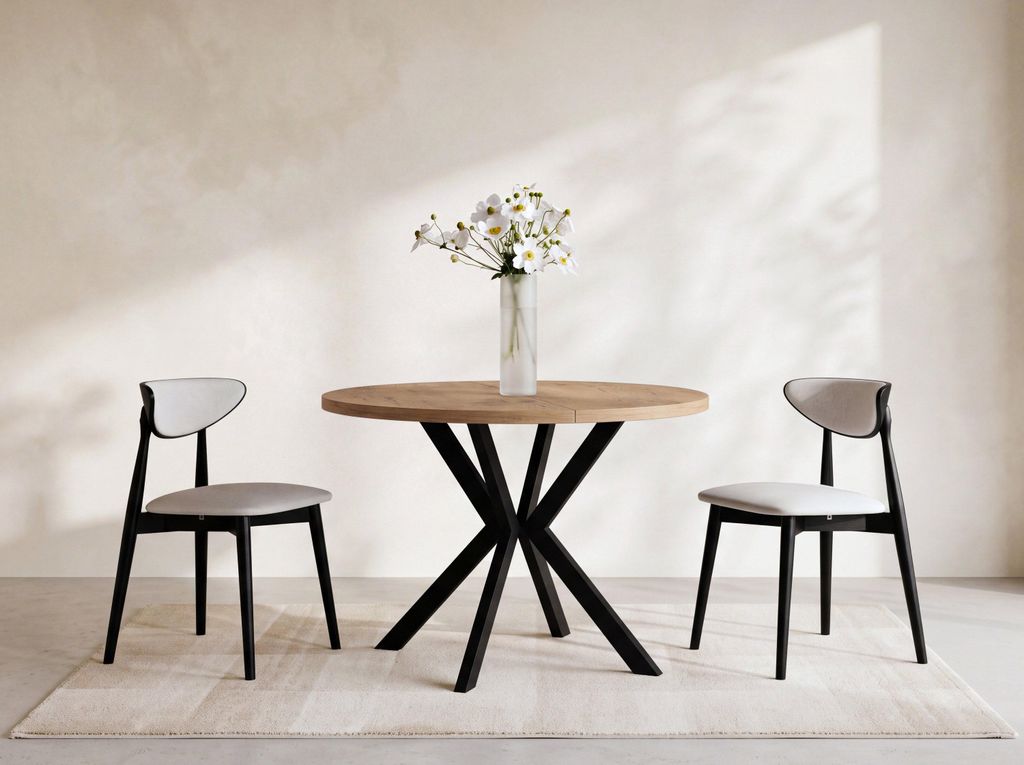 Runder Ausziehbarer Esstisch - Loft Style Tisch mit Produktbild 