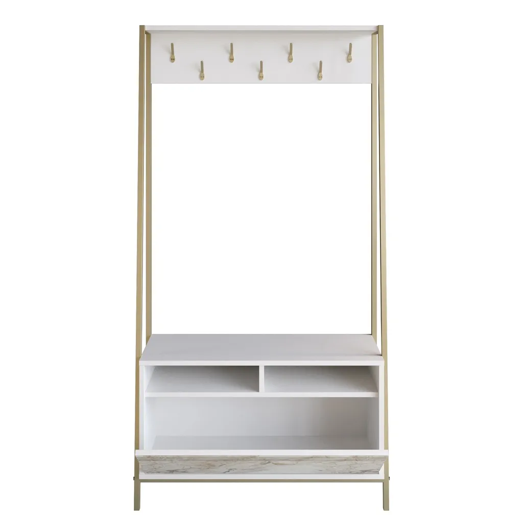 Armoire gain de place blanche Devin meuble d'entrée 94x180x35 cm