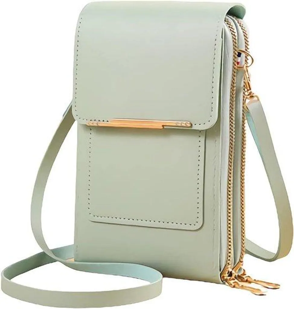 Sac portefeuille vert bandoulière femme en cuir synthétique souple