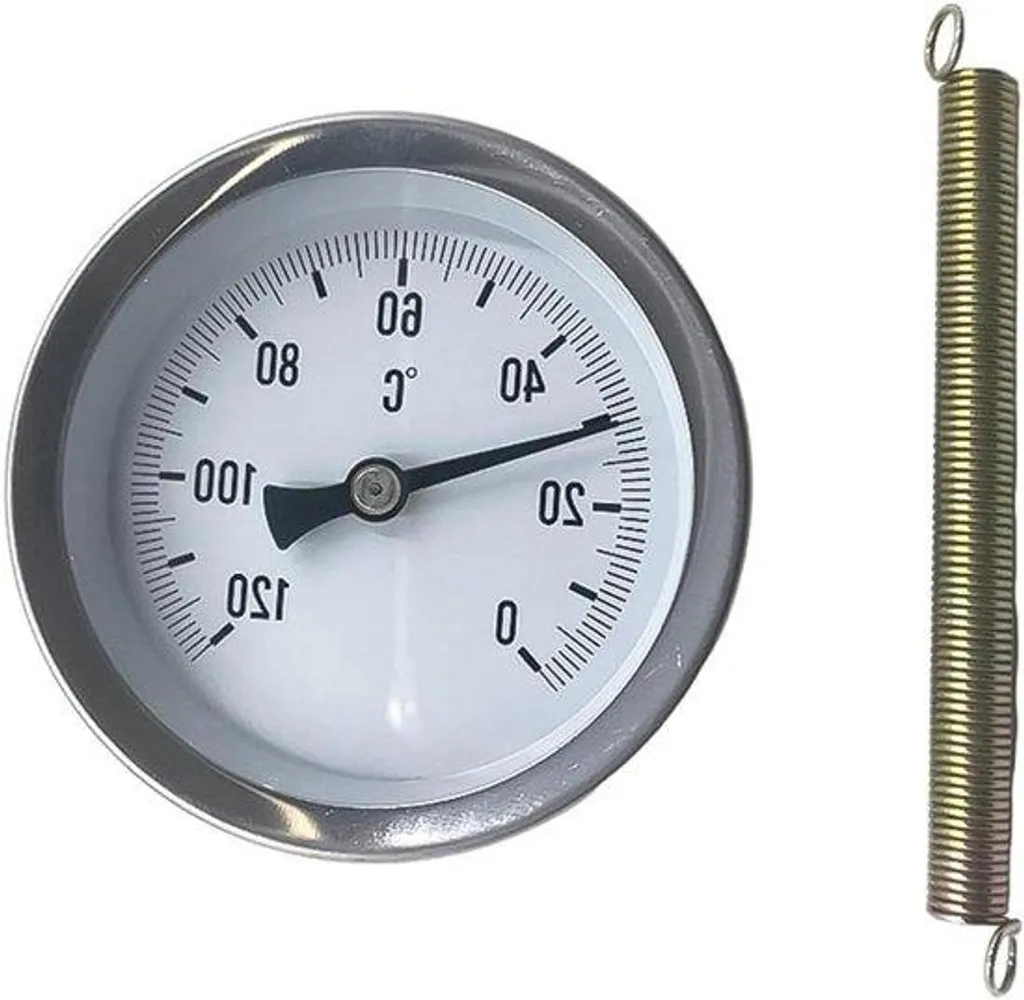 Thermomètre de tuyauterie 0-120 °C avec ressort de maintien pour chauffage