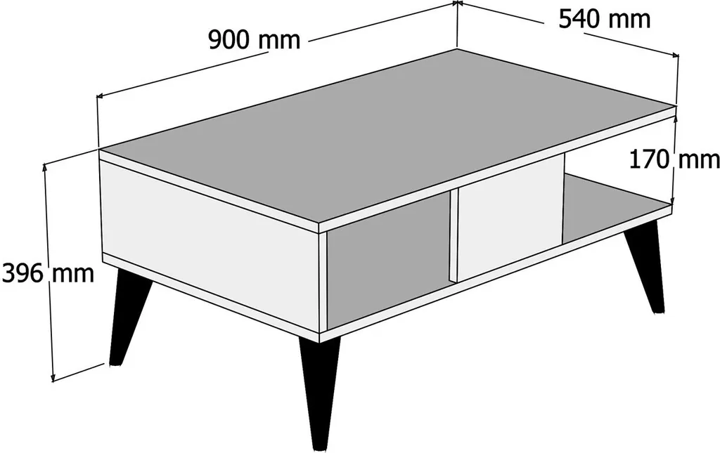 Table basse rectangulaire Lidya noyer 90 cm avec rangement intégré - 3