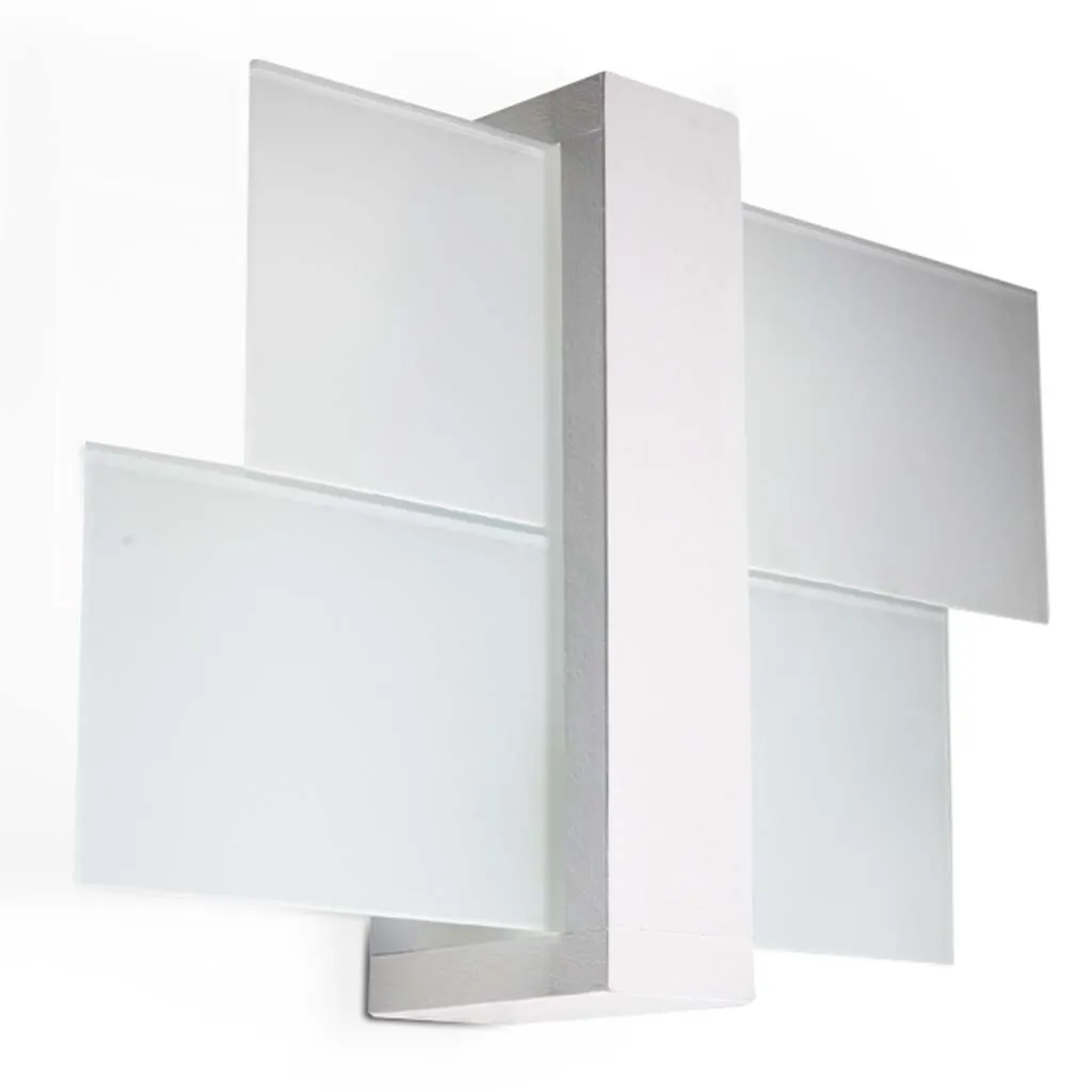 Applique Sollux FENIKS 1 Bianco E27 Lampada Legno Vetro 30x43