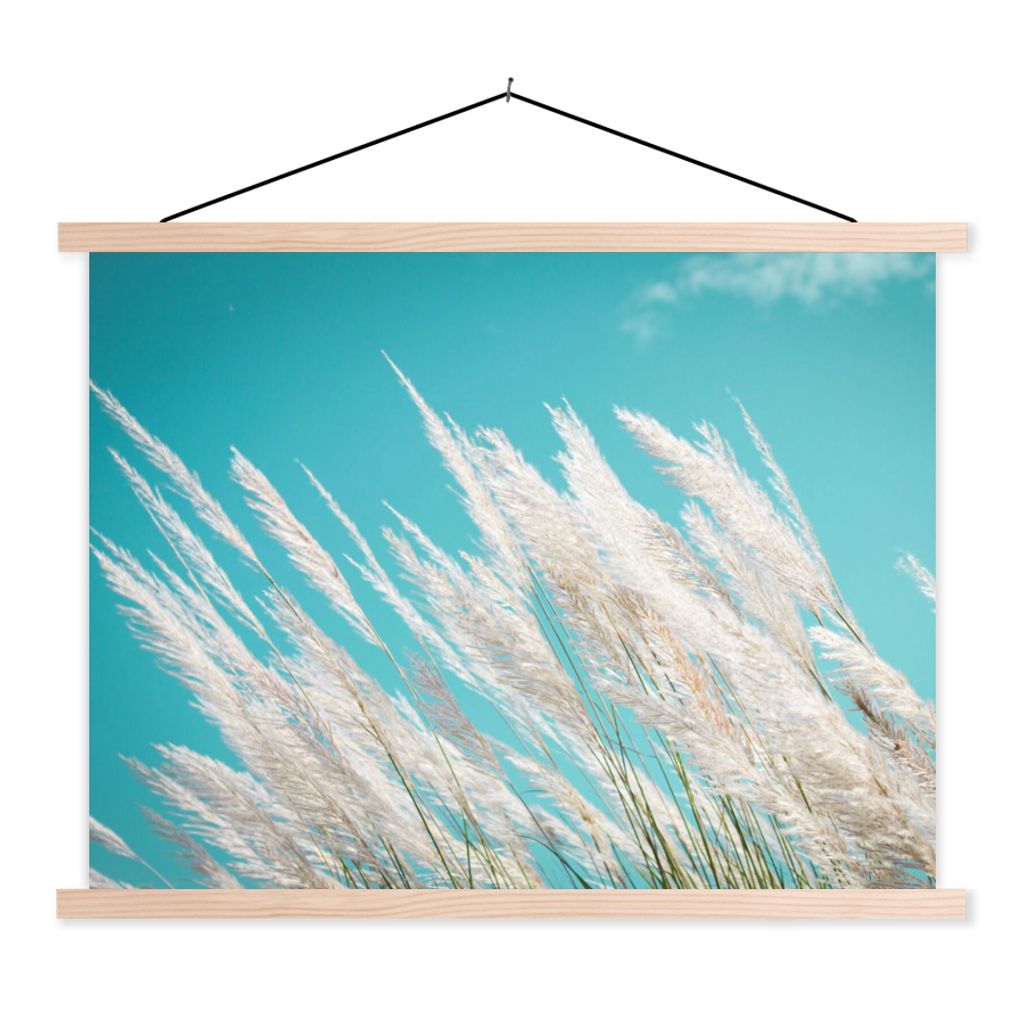 MuchoWow Textilposter Pampasgras - Pflanze 60x45 cm mit holzfarbenen Rahmen - Bild