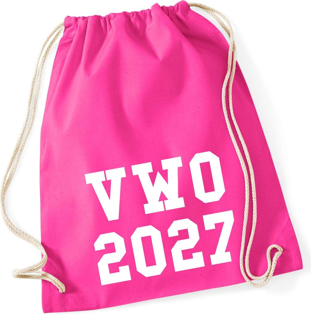 Huuraa Turnbeutel VWO 2027 Abschluss Niederlande 12 Liter Fuchsia Baumwolle Rucksack Geschenkidee
