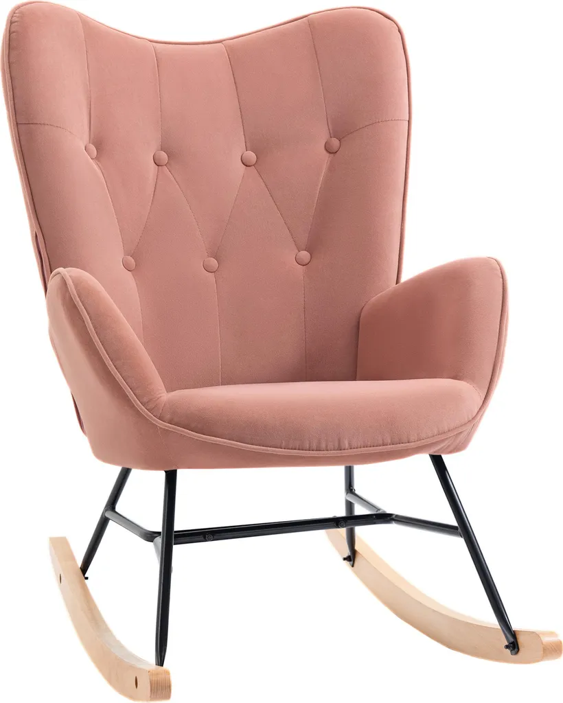 Fauteuil de Relaxation à Bascule pour Coin Lecture ou Allaitement Rose