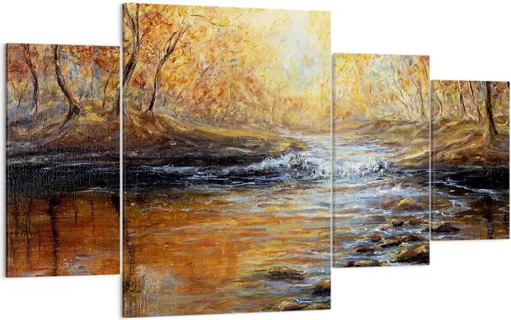 Bild auf Leinwand - Leinwandbild - Bach Park Baum - 160x90cm - Wand Bild - Wanddeko - Wandbilder - Leinwanddruck - Bilder - Kunstdruck - Wanddekora...