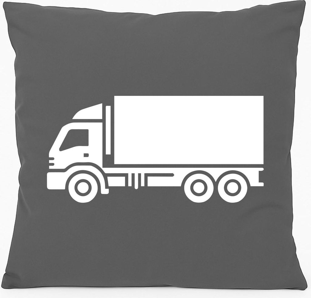 Huuraa Kissen LKW Lastkraftwagen 40x40cm mit Füllung Steel Grey Baumwolle Dekokissen Geschenkidee