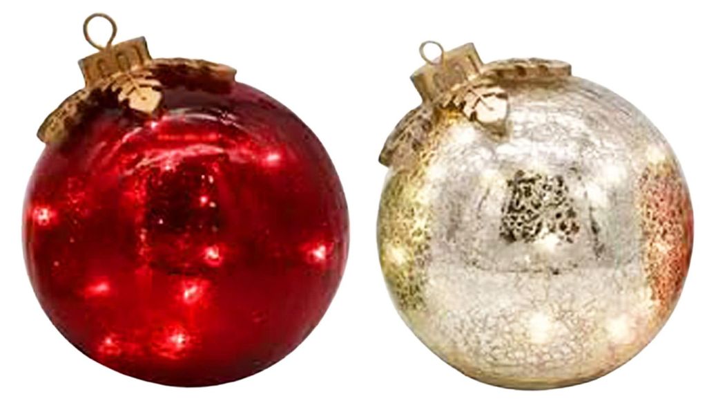 Weihnachtskugeln mit LED-Beleuchtung, bruchsicher, batteriebetrieben, Tischdekoration, ideal für Weihnachtsfeiern, Zuhause, Kaminsims und als Mitt...