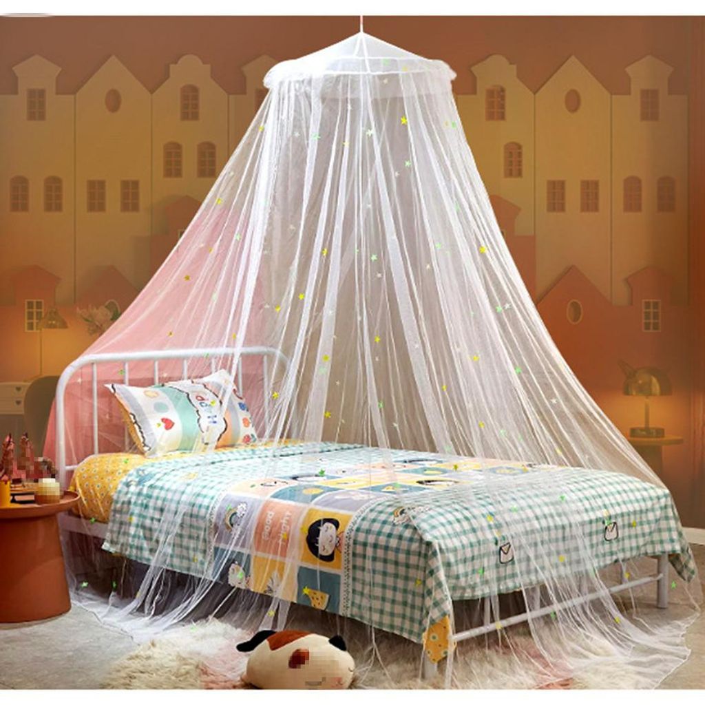 Moskitonetz Bett für Doppelbett Einzelbett, Insektenschutz Bett mit Fluoreszierenden Sternen,Reise Mückennetz Bett 60*250*850cm