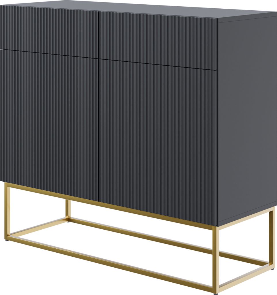 Selsey VELDIO - Buffet 2 portes avec 2 tiroirs, noir avec Image du produit 