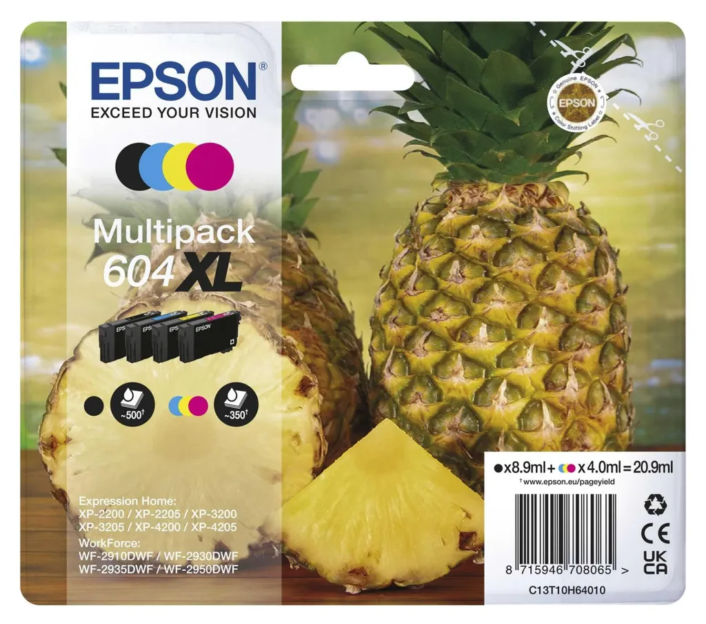 Epson Multipack 4 Couleurs 604 XL T10H6 Cartouches d'Encre Originales