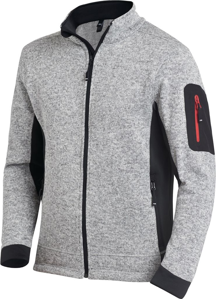 FHB Strick-Fleecejacke CHRISTOPH Größe L grau / schwarz - Produktbild 