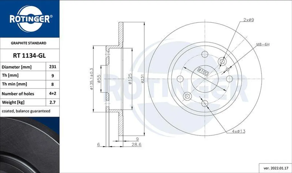 Disque de frein pour Mazda MX-5 : Améliorez votre sécurité RT 1134-GL