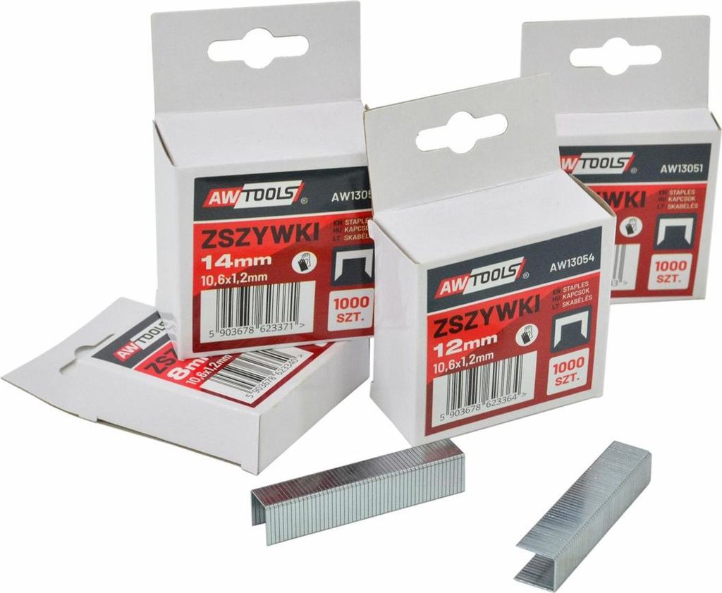 AW Tools - Heftklammern, Extra stark (1000er-Pack) AW781 (10,6 mm x 12 mm) (Silber)